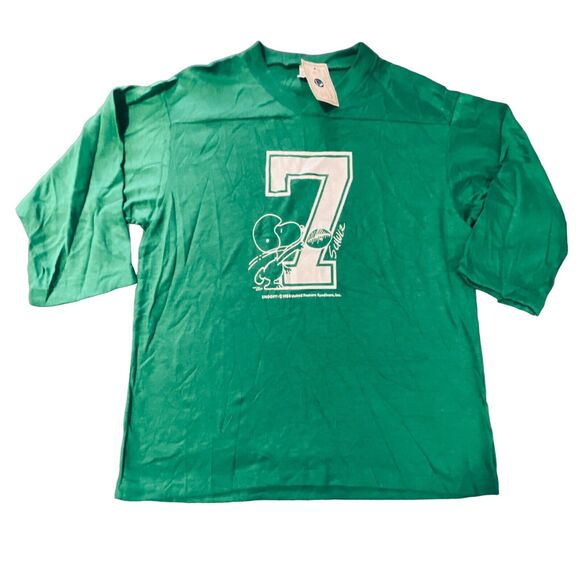 Rare Vintage 70s New York Jets Snoopy Peanuts T-Shirt Single Stitch Artex NWT - Picture 1 of 12
